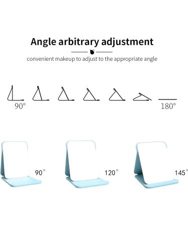 Portable PU Leather Makeup Mirror with Adjustable Stand - Perfect for Camping, Home Vanity, and Office Desk - Small Blue - Buy Online on GoSupps.com