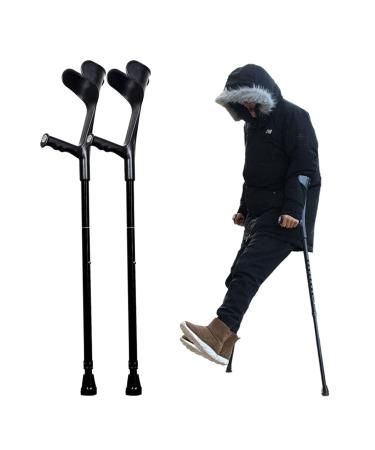 LINYUES Forearm Crutches Folding Crutches for Travel Ergonomic Adjustable Lightweight Walking Crutches for The Adults/Young/Elder (Silver) Black
