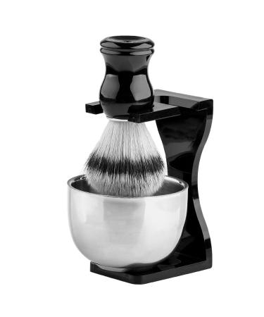 Lefeda just shaving brushes for men 3-in-1-acrylic rasier brush set made of synthetic badger hair stainless steel rasier shell shaving holder 8.2x12cm black