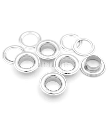 CRAFTMEMORE 1/2" (13MM) Hole 50 Sets Grommets Eyelets with Washers for Leather, Tarp, Canvas (Silver)