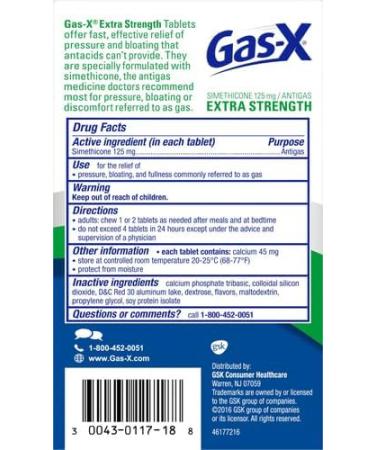 Gas-X Extra Strength Chewable Gas Relief Tablets - Simethicone 125 mg Cherry Flavor 36 Count Pack | Fast International Shipping - Buy Online on GoSupps.com