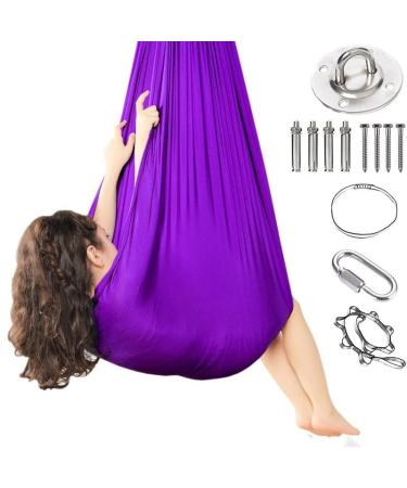 Sensory vertical cloth sensory full body socks yoga towel for hanging sensory full body socks for autism Stretchy Sensory Body Sox for stress reduction with accessories 280*150cm purple