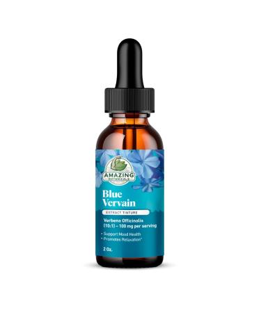 Organic Blue Vervain 10X Extract Tincture Ultra-Concentrated Herbal Supplement Verbena Hastata for Calm, Mood & Nervous System Support Vegan, Sugar & Alcohol-Free Herb Drops - 2 fl oz/ 60ml 2 Fl Oz (Pack of 1)