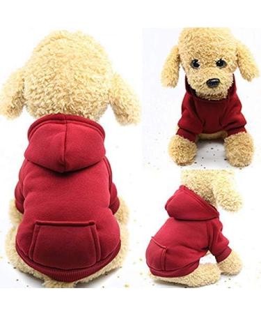 Idepet Dog Hoodie - Warm Cotton Dog Coat for Small & Medium Dogs Puppies Teddy Chihuahua | Red - Buy Online on GoSupps.com