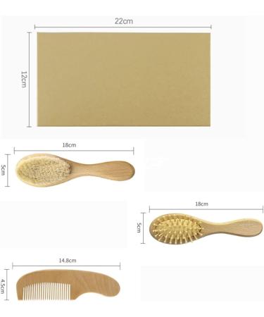 Haominnaqi 3-Piece Wooden Baby Hair Brush and Comb Set for Newborns and Toddlers - Buy Online on GoSupps.com