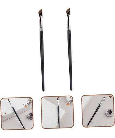 WOONEKY 2pcs Eyebrow Brush Portable Eyeliner Brush Eye Shadow Brush Eyeliner Makeup Brush Makeup Tool Metal - Buy Online on GoSupps.com