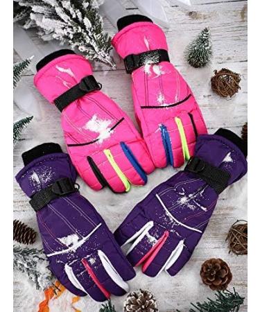 Buy Geyoga Kids Winter Ski Gloves - Waterproof Snowboard Gloves for Ages 8-14 in Purple & Pink - Buy Online on GoSupps.com