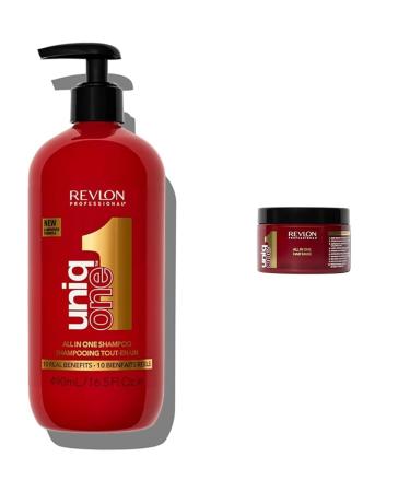 REVLON PROFESSIONAL Uniqone Super Mask for Dry/Very Dry/Damaged Hair 10 Benefits Super10R Mask 300ml + UniqOne Classic 2-in-1 Shampoo and Conditioner 490ml