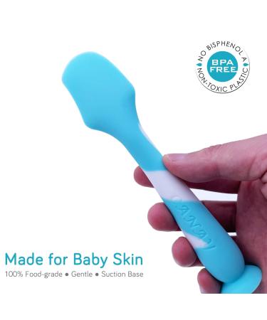 Gentle Diaper Cream Spatula + Mini Applicator for Butt Paste - Blue Baby Bum Brush with Suction Base - Buy Online on GoSupps.com