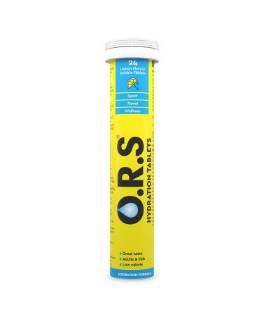 O.R.S Hydration Tablets with Electrolytes Vegan Gluten and Lactose Free Formula Soluble Sports Hydration Tablets with Natural Lemon Flavour 24 Tablets Lemon 24 Count (Pack of 1)