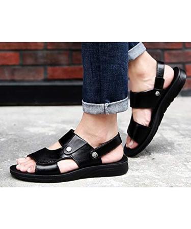 Creev Men's Leather Sandals - Real Leather Summer House Shoes Beach Sandals & Outdoor Footwear (Size 7 Color B) - Buy Online on GoSupps.com