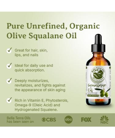 Bella Terra Oils - Organic Squalane Oil 4 oz - Dive into Organic Olive-Derived Ideal for Skin and Hair High in Vitamin E Promotes Supple & Radiant Skin 4 Fl Oz (Pack of 1) - Buy Online on GoSupps.com