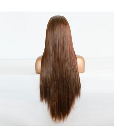 Greenmirr Yaki Brown Lace Front Wig - 24in Long Straight Synthetic Ombre Brown Replacement Wig | Shop Now for Premium Quality Lace Front Wigs - Buy Online on GoSupps.com