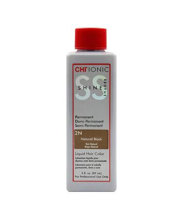 CHI Ionic Shine Shades Liquid Hair Color for Unisex 2N Natural Black 3 Ounce
