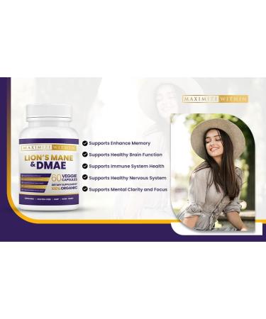 Maximize Within Lion's Mane & DMAE Capsules | Enhance Memory Boost Mental Clarity & Focus | 60 Count - Buy Online on GoSupps.com