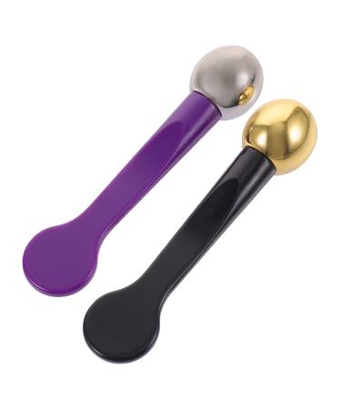 DOITOOL Applicateur De Cr me Yeux Massage Oculaire Portable 2 Pi ces Petite Cuill re Violet Et Noir Pour Usage Quotidien Fatigue il