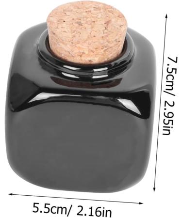PLAFOPE Medicine Cup Liquid Powder Container Cork Jar Wooden Cap Ceramic Lid Clear Dappen Makeup Containers Art Small Travel Pill Container Practical Empty Bottle Nail Bamboo Accessories 7.50X5.50X5.50CM Black - Buy Online on GoSupps.com