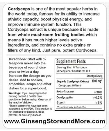4oz Organic Cordyceps Mushroom Extract - Nammex | 30% Beta-Glucans | Cordyceps Militaris | Energy Boost & Immune Support - Buy Online on GoSupps.com