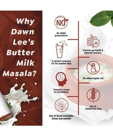 Dawn Lee Butter Milk Masala Indian Summer Hydrating Drink Blend of Natural Digestive Spices No White Sold Made with Desi Khand Buttermilk Masala Powder-75 Gram - Buy Online on GoSupps.com