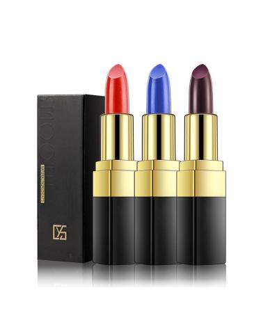 Yaper 3 Color Magic Temperature Changing Colors Lipstick Long Lasting and Not Easy to Stick Cup Magic Color Changing Waterproof Lipstick Lip Gloss for Women (Blue & Black & Red)