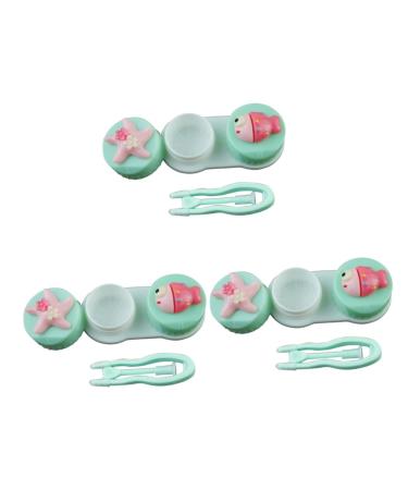 Healeved 3pcs contact lens case Portable Lens Box Lens Storage Cartoon Lens Case Pentagram Little Fish