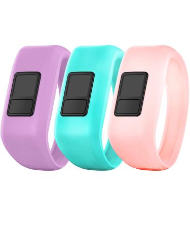 iBREK for Garmin Vivofit jr/jr 2/3 Bands, Silicon Stretchy Replacement Watch Bands for Kids Boys Girls Small Large(No Tracker) (3 Pack: Transparent Pink&Teal&Lavender, Small) 3 Pack: Transparent Pink&Teal&Lavender Small
