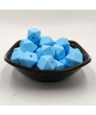 30pcs Baby Blue 17mm Hexagon Silicone Teething Beads - BPA Free Geometry Beads for Mom Necklace Making - Buy Online on GoSupps.com