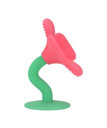 Baby Teether Pain Relief Ergonomic Grip Baby Teether Toy Unique Shape Easy to Chew Peony Red