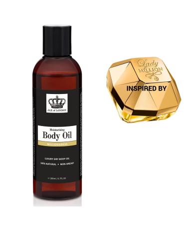 Jax of London 200ml Millionaries for women inspired body oil moisturizing massage oil for the skin body oil for dry skin suitable for tightening and relaxation.Millionaries (Women) 200 ml (1 Pack)