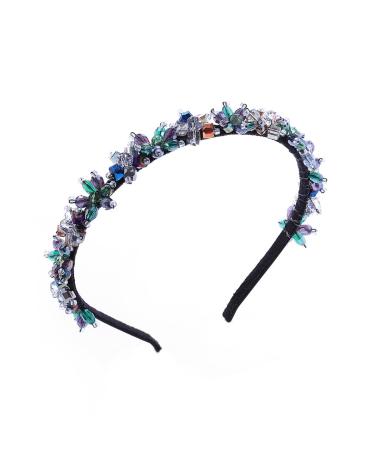 IYOU Vintage Rhinestone Headbands Sparkly Crystal Green Hair Bands Flower Prom Party Hair Accessories for Women and Girls