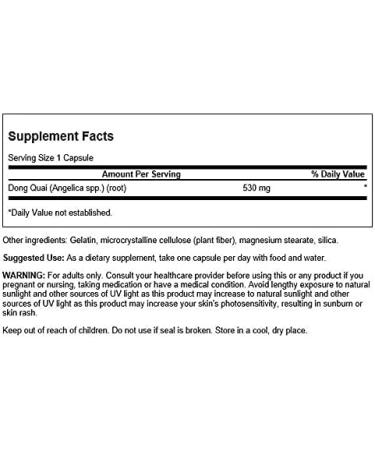 Swanson Dong Quai 530mg 100 Capsules - 2 Pack | Natural Menopause Support - Buy Online on GoSupps.com