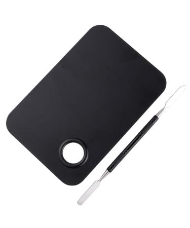 Buy Lurrose 2PCs Stainless Steel Makeup Palette & Spatula Kit - Professional Cosmetic Mixing Tool for Nail Art & Makeup - Large Black - Buy Online on GoSupps.com