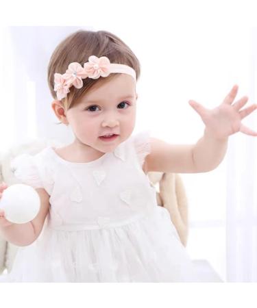 5 Pack Baby Girls Flower Headbands | Elastic Hair Accessories for Newborns | Baptism Wedding & Photography - Buy Online on GoSupps.com