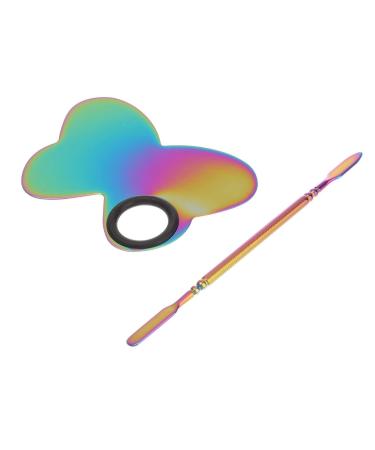 FOMIYES 1 Set Makeup Palette Paint Scraper Nail Scraper Makeup Mixing Tray Watercolor With Spatula Nail Art Mixing Nail Art Palettes Empty Makeup Palettes Makeup Spatulas Stainless Steel