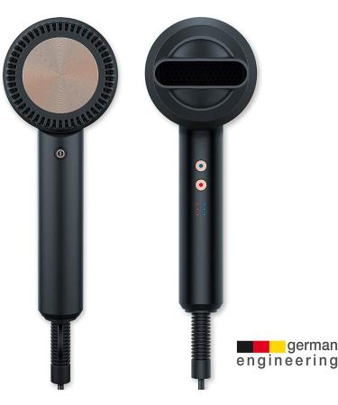 Beurer HC 35 Compact Hair Dryer - 1600-2000 Watts Ion Function for Shiny Hair Includes Styling Nozzle Black/Ros - International Shipping Available - Buy Online on GoSupps.com