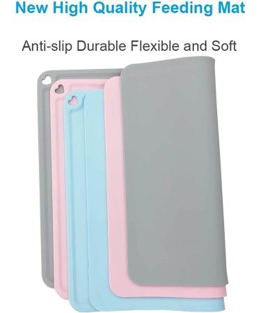 JiangYanus Waterproof Silicone Pet Feeding Mat - Non Slip Dog Cat Bowl Tray for Food and Water - 16.1 x 12.2 inch Pink - Buy Online on GoSupps.com