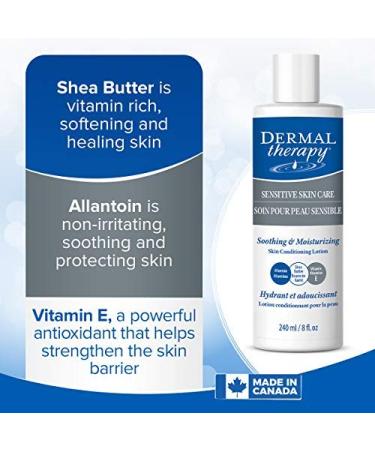 Dermal Therapy Sensitive Skin Lotion - 15% Allantoin & 10% Shea Butter for Eczema Relief - Soothing Non-Irritating Lotion - 8 fl oz / 240 ml - Buy Online on GoSupps.com