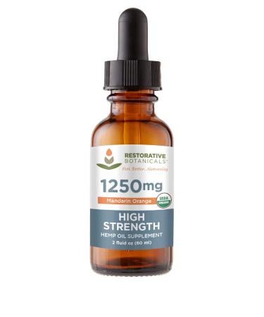 Restorative Botanicals High Strength Hemp Oil for Body & Mind Wellness - 1250mg Mandarin Orange Flavor (2 oz - 120 Servings) 2 Fl Oz (Pack of 1)