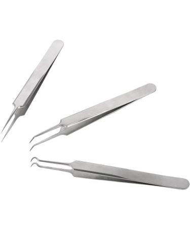 3pcs Acne Clip Facial Pimple Comedone Nippers Curved Straight Blackhead Tweezer Set Stainless Steel Blemish Tools - Buy Online on GoSupps.com