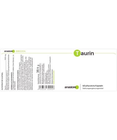 Pure Taurine 500mg - 60 Vegetable Capsules | High Purity over 99% | Shop Internationally - Buy Online on GoSupps.com