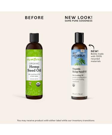Sky Organics Organic Hemp Seed Oil for Face - 100% Pure, Cold-Pressed & USDA Certified Organic - Nourish, Soothe & Strengthen - 8 fl. Oz - Buy Online on GoSupps.com