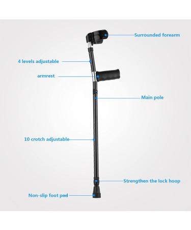 Lightweight Crutches are The Best Choice for Recovery 2 Ergonomic Adult Adjustable Walkers Aluminum Medical-Grade Crutches with Forearm Support Black Warm Life - Buy Online on GoSupps.com