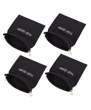 Healeved 4pcs Hair Dryer Storage Bag Travel Hair Dryer Bag Hairdryer Storage Organizer Hair Bag Fabric Black