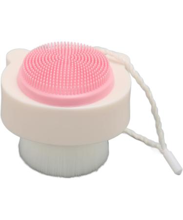 Double Sided Silicone Face Scrubber Soft Bristle Ergonomic Handle Super Soft Fiber Bristles with Lanyard for Facial Cleansing (White Handle with Pink Silicone) - Buy Online on GoSupps.com