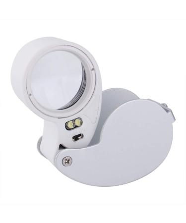 Magnifying Sliver 40X Potable Handheld Reading Magnifying Lenses Glass Lupa Jeweler Loupe Illuminated Magnifier with LED Light Lamp Good Times