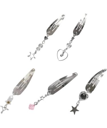 Y2K Snap Hair Clip for Women Hair Barrette Clip for Thick Thin Hair Hollow Star Bead-Silver Barrette Exquisite Hair Clip Heart Hair Barrettes for Women - Buy Online on GoSupps.com