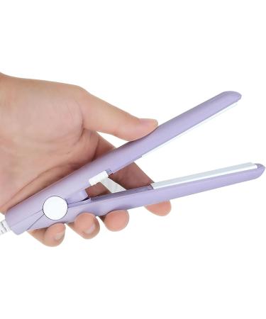 Mini Hair Straightener 2 in 1 - Ceramic Tourmaline Flat Iron for Straight & Curly Hair - 100-240V US Plug (Purple) | Best International Shipping - Buy Online on GoSupps.com