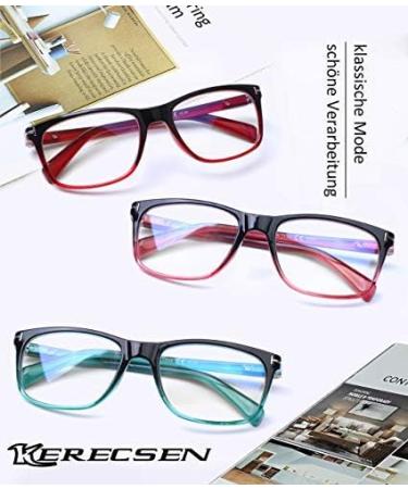 Kerecsen 3 Pack Women's Reading Glasses - High-Quality Rectangular Design with Feather Hinges - Comfortable Reading Aid (1.25 3 Blue) - Buy Online on GoSupps.com