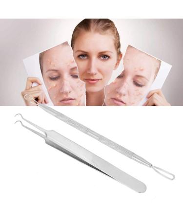 Premium Stainless Steel Blackhead & Pimple Removal Tool Set - Curved Tweezers & Double End Extractor for Flawless Skin - Buy Online on GoSupps.com