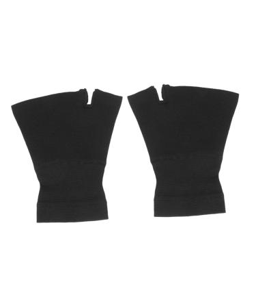 FRCOLOR 2 Pairs Hand Brace Thermal Gloves Copper Wrist Sleeve Wrist Brace with Thumb Warm Gloves Hand Wrist Brace Warm Mittens for Women Sport Wrist Wraps Gloves for Wrist Guard Wristband M Black